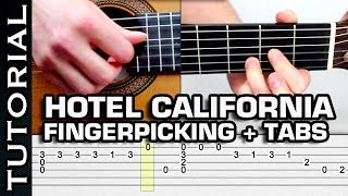 como tocar Hotel California FingerPicking  Clase Completa con tabs en guitarra acústica [upl. by Malachi935]