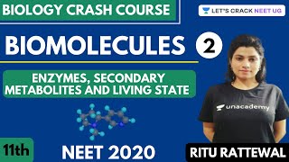 Biomolecules  Enzymes Secondary Metabolites and Living State  Part 2  NEET 2020 [upl. by Ulrike70]