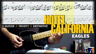 Hotel California  Guitar Cover Tab  Harmonizer Solo Lesson  Backing Track w Vocals 🎸 EAGLES [upl. by Ethbun]