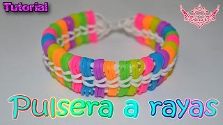 ♥ Tutorial Pulsera a Rayas sin telar ♥ [upl. by Jezabella]