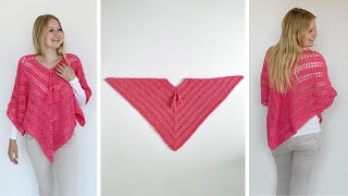 SUCH SIMPLE PONCHO  FREE CROCHET PATTERN [upl. by Nitsreik697]