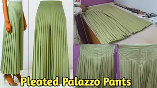 Pleated Palazzo Pants Cutting and Stitching  Plazzo Pant Design  Zara Boutique [upl. by Nayrbo]