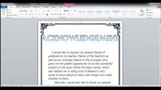 How to Make Acknowledgement in MS WORD for School Project 2 [upl. by Phina]