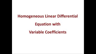 Homogeneous linear differential equations with variable coefficients [upl. by Madel241]