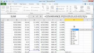 Calculating stock beta using Excel [upl. by Ebeneser647]