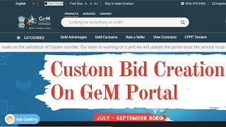 Custom BID on GeM Portal I Custom BID Creation on GeM [upl. by Goebel]