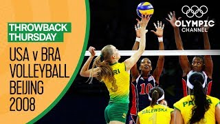 Brazil Women beat USA for their first Volleyball Gold  Beijing 2008  Throwback Thursday [upl. by Alano]