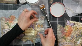 How To Decoupage Napkins for Beautiful Backgrounds for Cardmaking and Mixed Media Projects [upl. by Argile765]